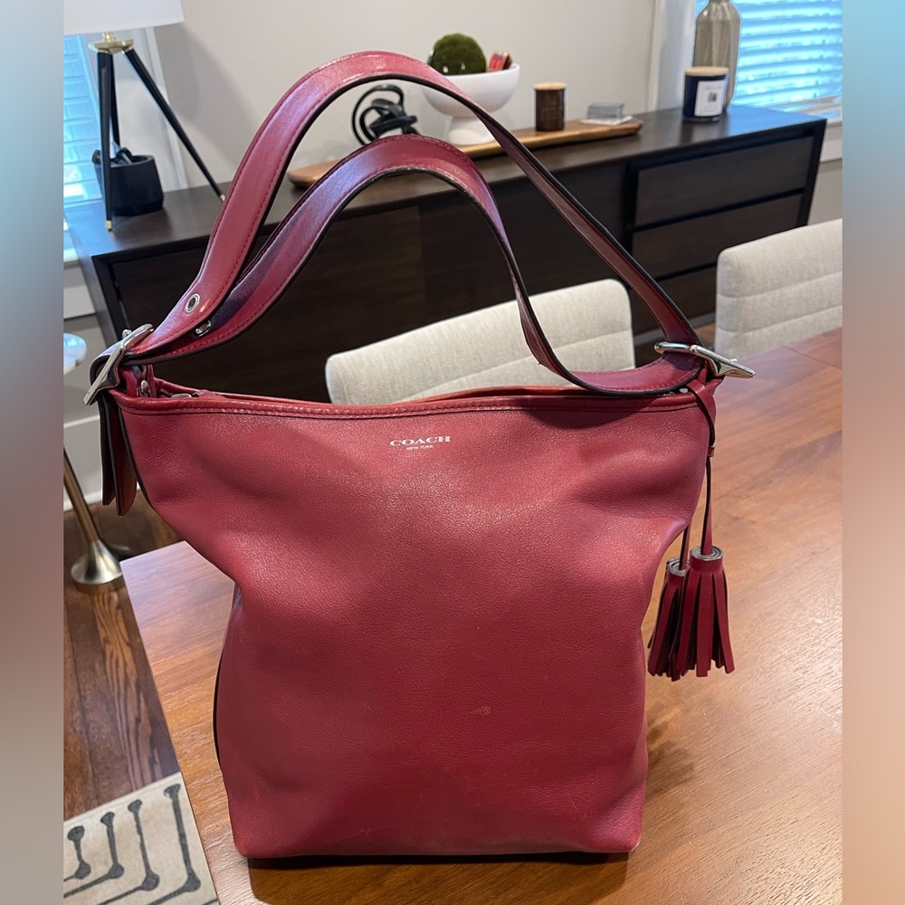 COACH Red Leather Bucket Bag